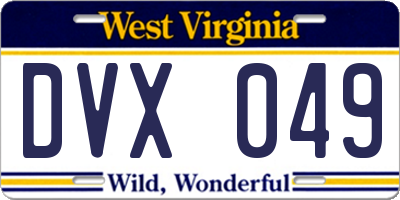 WV license plate DVX049