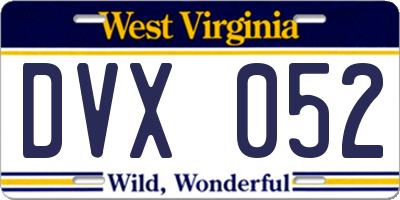 WV license plate DVX052