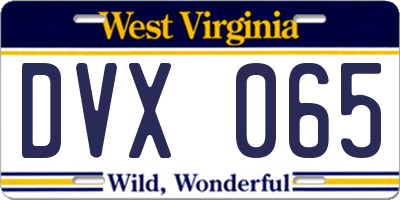 WV license plate DVX065