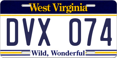 WV license plate DVX074