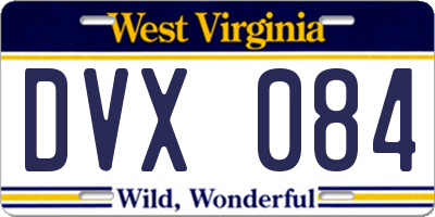 WV license plate DVX084