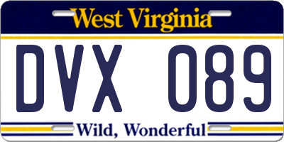 WV license plate DVX089