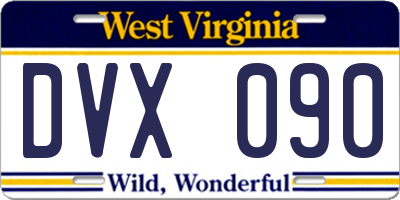 WV license plate DVX090