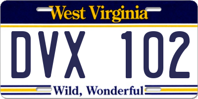 WV license plate DVX102