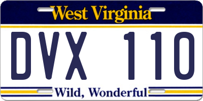 WV license plate DVX110