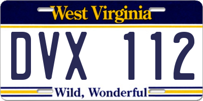 WV license plate DVX112