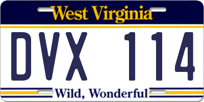WV license plate DVX114
