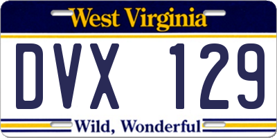 WV license plate DVX129