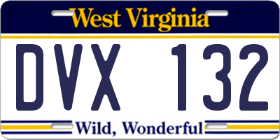 WV license plate DVX132