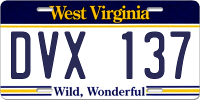 WV license plate DVX137