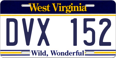 WV license plate DVX152