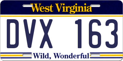 WV license plate DVX163