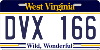 WV license plate DVX166