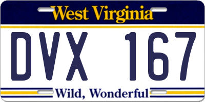 WV license plate DVX167