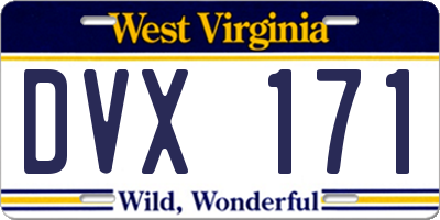 WV license plate DVX171