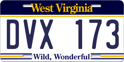 WV license plate DVX173