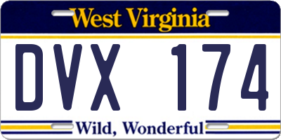 WV license plate DVX174