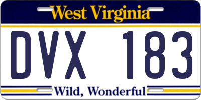 WV license plate DVX183