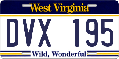 WV license plate DVX195