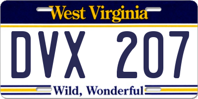 WV license plate DVX207