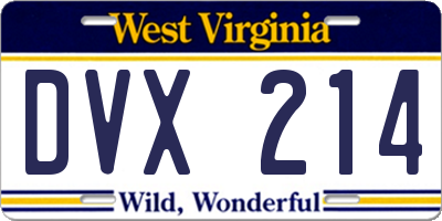 WV license plate DVX214