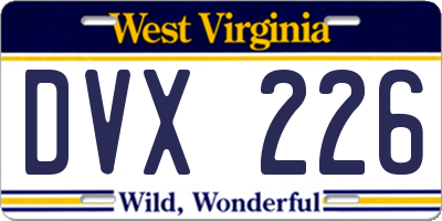 WV license plate DVX226