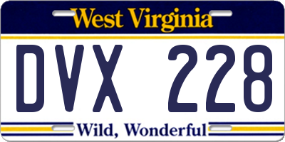 WV license plate DVX228