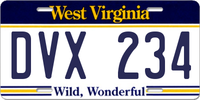 WV license plate DVX234