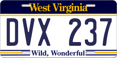 WV license plate DVX237