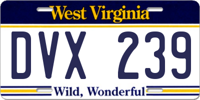WV license plate DVX239