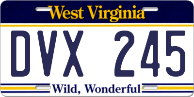 WV license plate DVX245