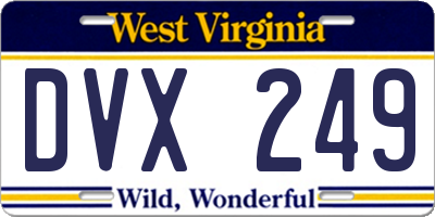 WV license plate DVX249