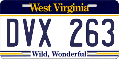 WV license plate DVX263