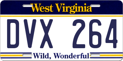 WV license plate DVX264