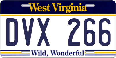 WV license plate DVX266
