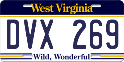 WV license plate DVX269
