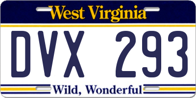WV license plate DVX293