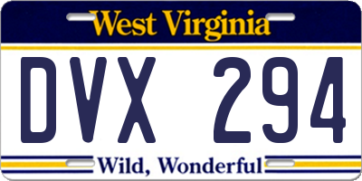 WV license plate DVX294