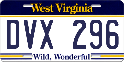 WV license plate DVX296