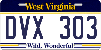 WV license plate DVX303