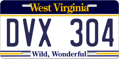 WV license plate DVX304