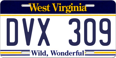 WV license plate DVX309