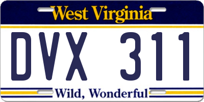 WV license plate DVX311