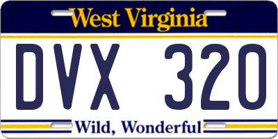 WV license plate DVX320