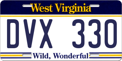 WV license plate DVX330
