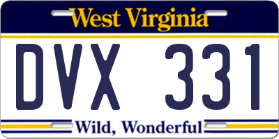 WV license plate DVX331