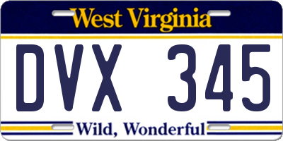 WV license plate DVX345