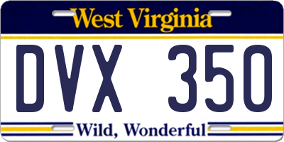 WV license plate DVX350
