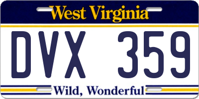 WV license plate DVX359