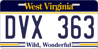 WV license plate DVX363